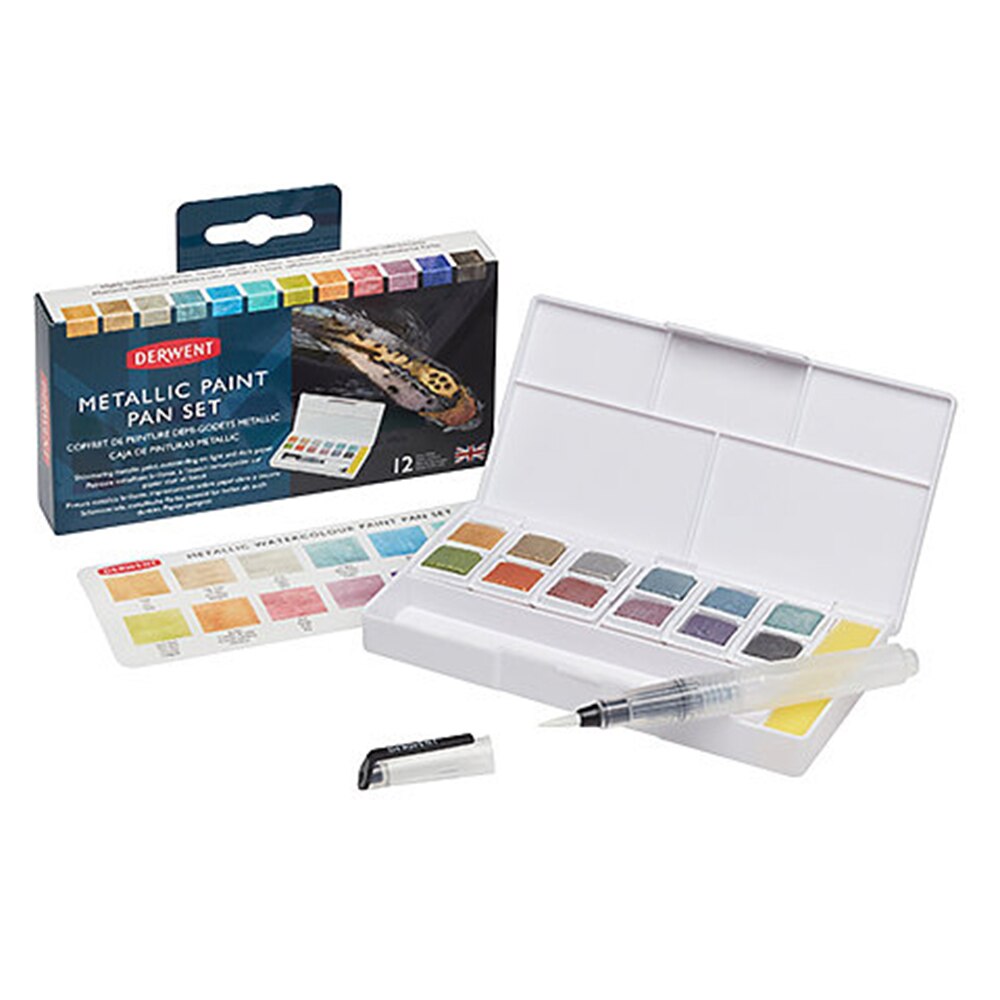 Derwent, Watercolor, Art & School, Metallic, Paint, 12 color, 516741